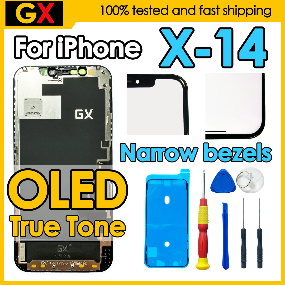 180days Warranty GX OLED For iPhone 13 11 Pro 12Pro 12 Screen Replacement Display Digitizer For iPhone 13 14 Plus Pro Max LCD
