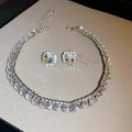 Luxury Crystal Necklace Earrings Set Pink ABcolourful Necklace for Women Weddings Party Jewelry Sets Accessories