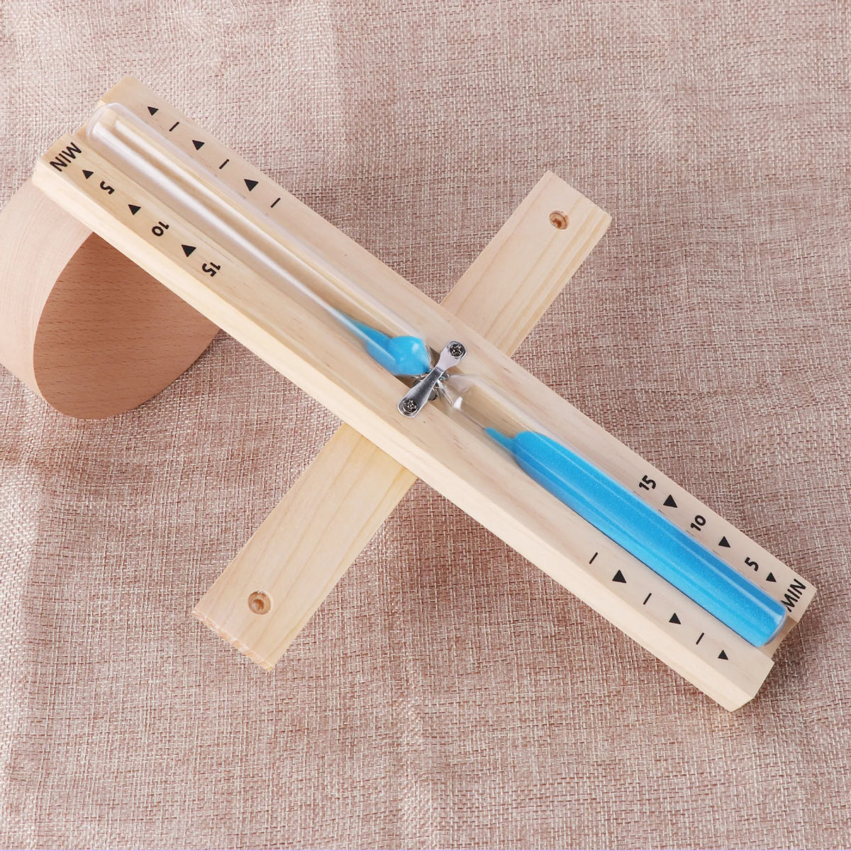 15min Wooden Rotating Hourglass Timer Wall Mounted Explosion-Proof Glass Timer for Bathroom Sauna Decorative Ornament