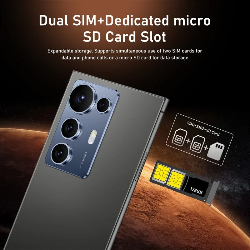 S25 ultra New smartphone 7.3inch HD 8000Mah Screen 16GB+1TB Android14 cellulare CellPhone 5G Mobile Dual Sim Face Unlocked AC24