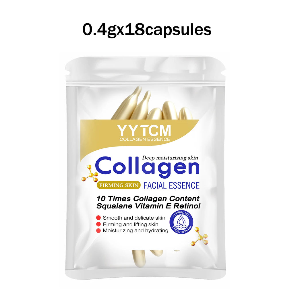 Collagen Firming Capsule Essence, Moisturizing and Smoothing the Skin, Contains Plant-Based Squalane, Retinol, and Vitamin E for Deep Hydration. 18 Capsules/30 Capsules/48 Capsules/60 Capsules/90 Capsules/120 Capsules