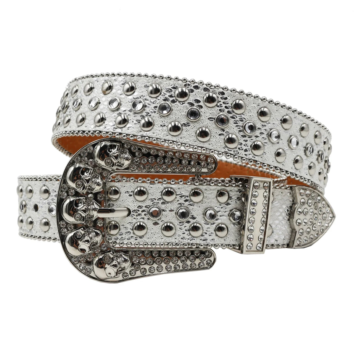 Hot Rhinestone Belts Studded Skull Lether Belts for Women Luxury Designer Brand Strap For Jeans Suppliers White Black