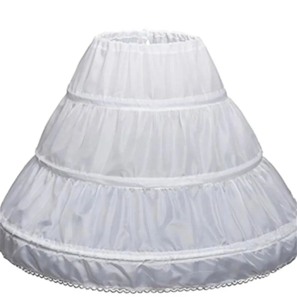 Girls Crinoline Petticoat with Hoop Under Skirt Short White Underskirt A-line Ball Gown Petticoats
