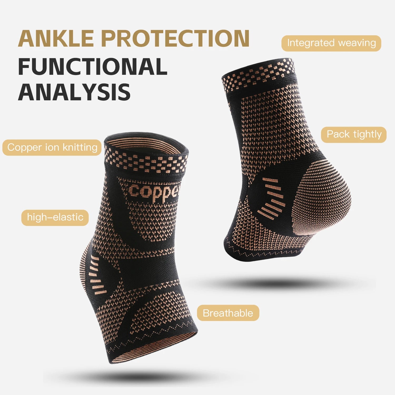 Copper Ankle Brace,Infused Ankle Support Compression Sleeve for Men Women,for Foot Pain,Sprained Ankle,Recovery,sports
