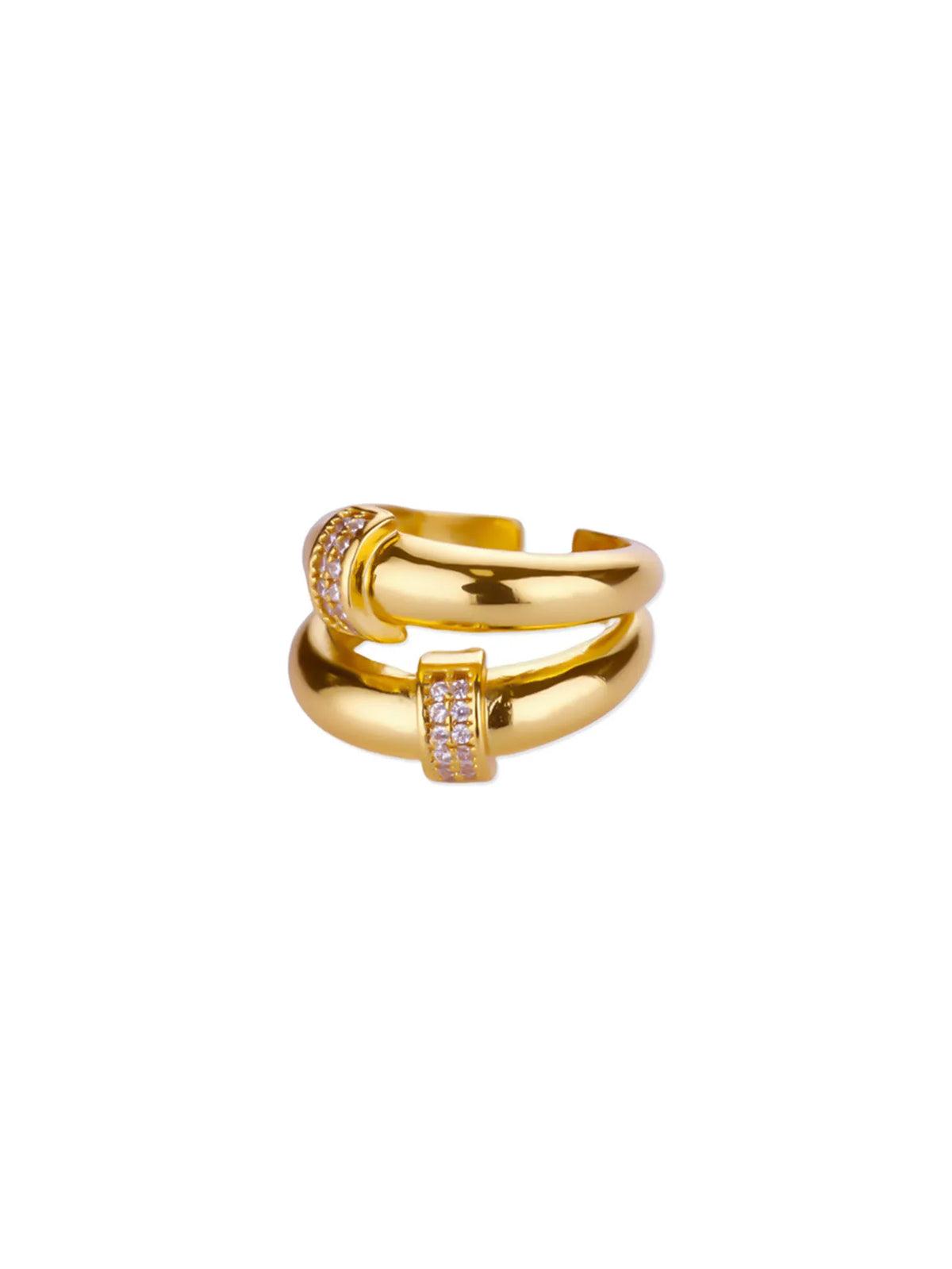 Zircon Star Knot Rings For Women Gold Color Stainless Steel Geometric Adjustable Finger Rings Wedding Couple Jewelry Gifts