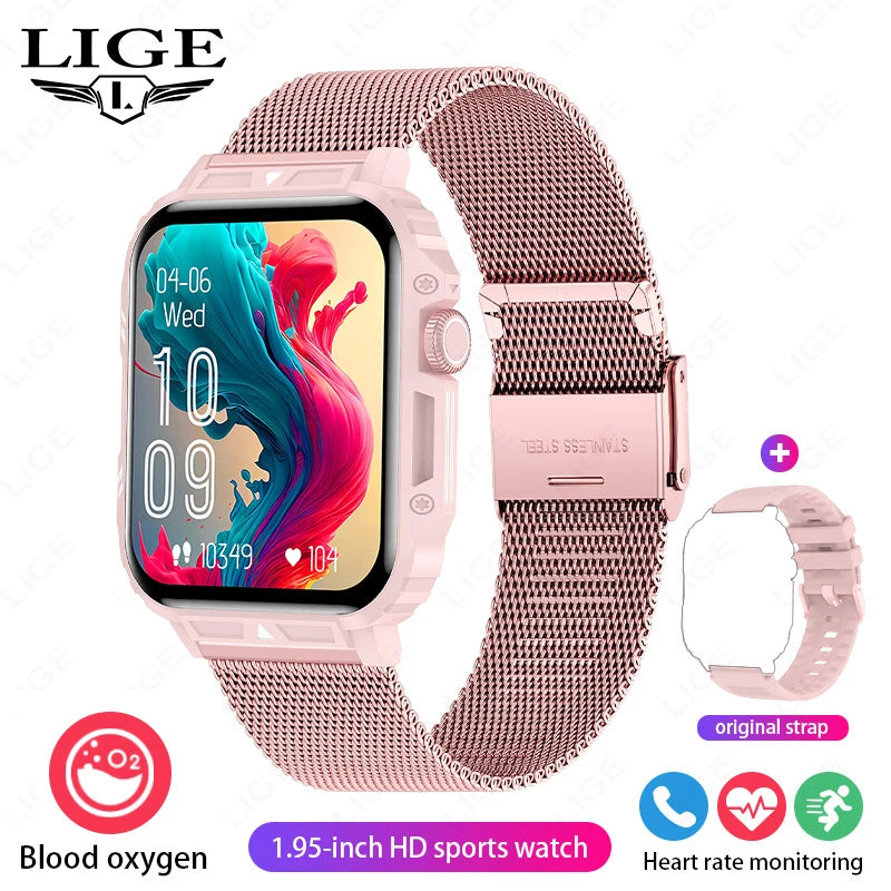 LIGE Smartwatch 1.95 Inch Screen Health Monitoring Watches IP68 Waterproof Sport Fitness Smart Watch For Men Women Reloj Hombre