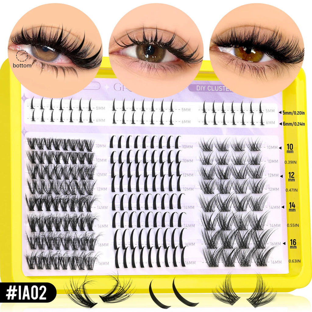 GROINNEYA Manga Lashes Cluster Lashes Natural Eyelash Extension Cluster Natural Volume Individual Lashes Mixed Tray Lashes