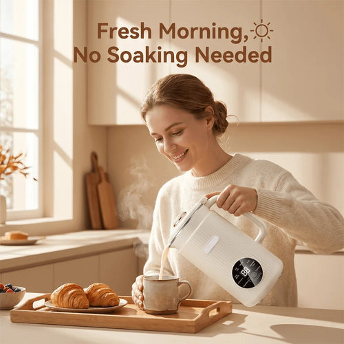 1.2L 40oz 12 In 1 Automatic Nut Milk Maker 48 Titanium Blades Plant Based Soy Milk Machine 110V US Stock Multi Functional Blender For Almond Oat Coconut Smoothie Soup Puree Beige Home Kitchen Appliance