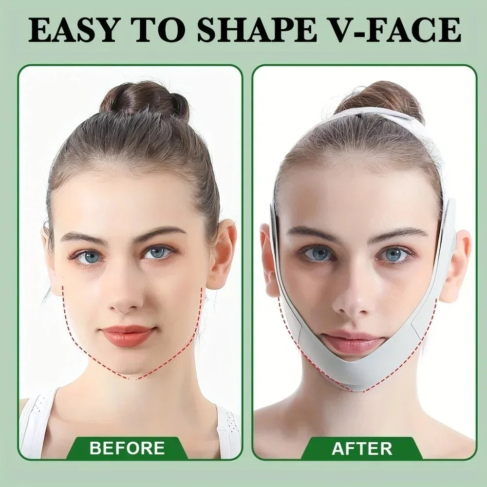 Adjustable V-Shape Face Lift Band Breathable Reusable Facial Slimming Strap Double Chin Reducer for Men Women Daily Skin Care