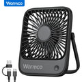 Warmco Mini USB Desk Fans Portable USB-C Desktop Cooling Fan 3-Speed Adjustable 180° Rotation Quiet Small Personal Fan for Home