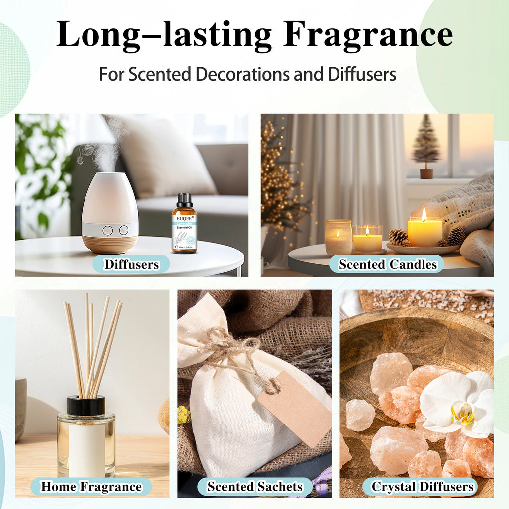 EUQEE 100ml Aroma Essential Oil For Diffuser Aromatherapy-Vanilla Lavender Eucalyptus Sandalwood Citronella Rose Essential Oils