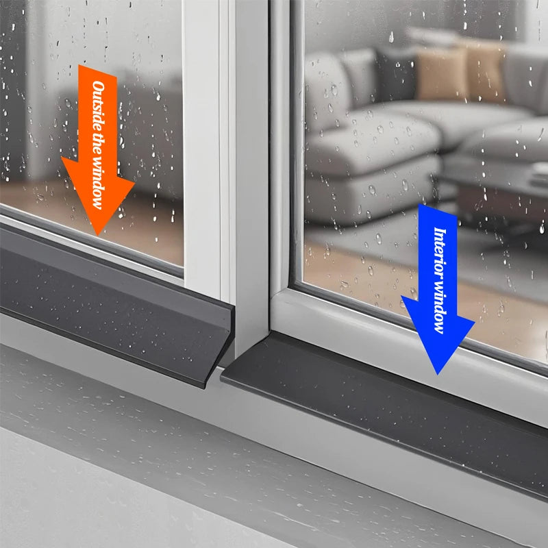 1m Home Window Water Blocking Bar Sliding Window Rain Weatherstrip Balcony Insulation Windproof Sealing Strip   Flashing Board