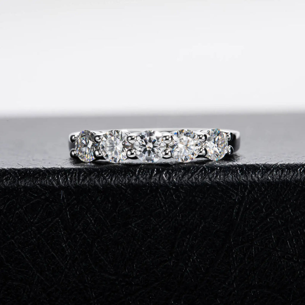 TY White Gold D Color 4mm Moissanite Ring For Women 925 Silver 1.5CT Stone Match Dia Wedding Band Bride S Sterling Sier