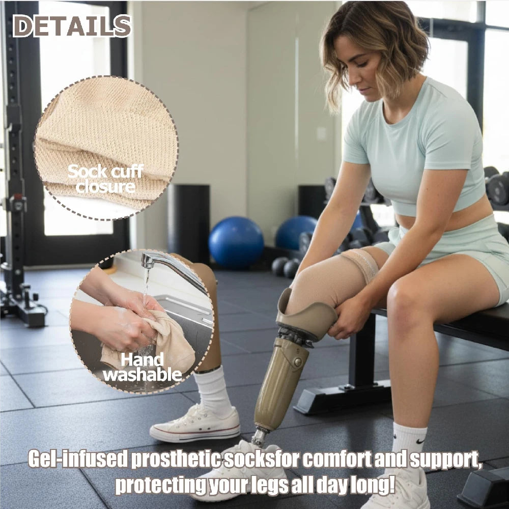 1Pcs Prosthetic Gel Socks, Skin-Friendly and Comfortable Use, Cotton and Gel Soft Liner for Daily Wear, S L Size Options