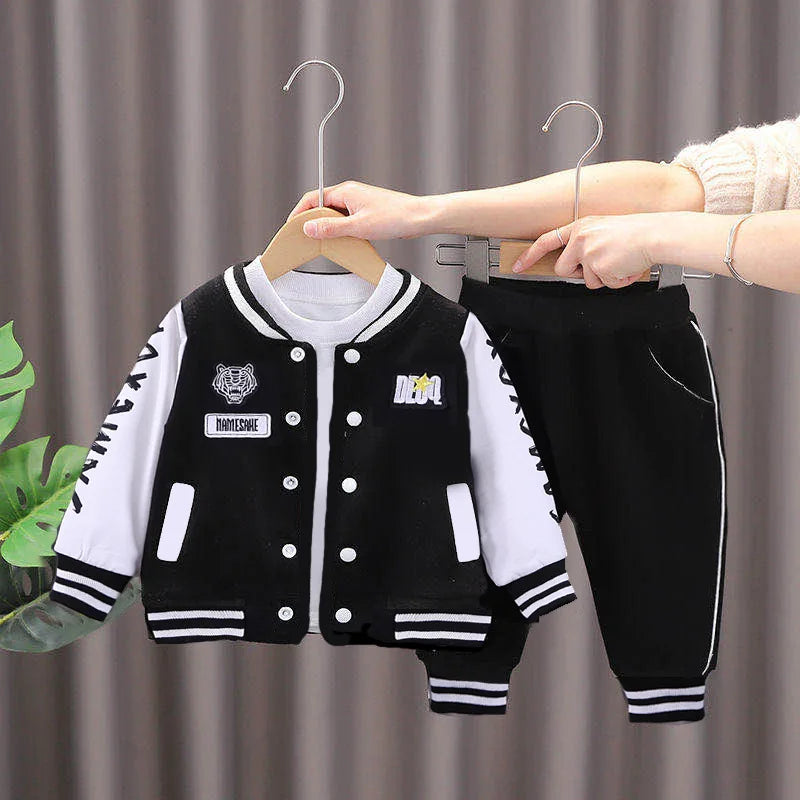 Boys Baseball Clothing Suit Girls Cartoon Sets Autumn Letter Causal Outfits New Children Fashion Jacket Pants 2Pcs Kids Costume