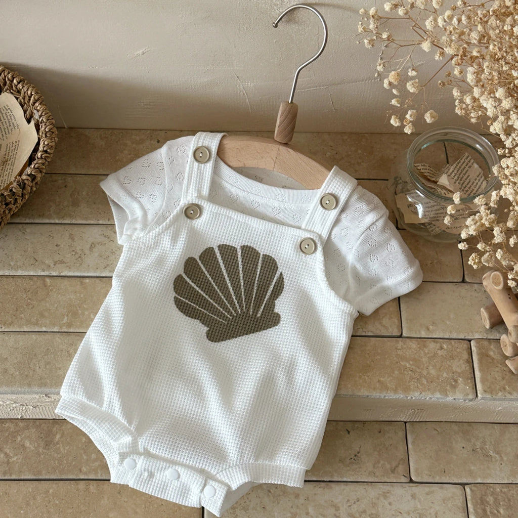 Summer New Baby Sleeveless Tops And Tight Waist Shorts 2 Pieces Suit Scallop Pattern Clothing Set Kids Clothes 0-18M