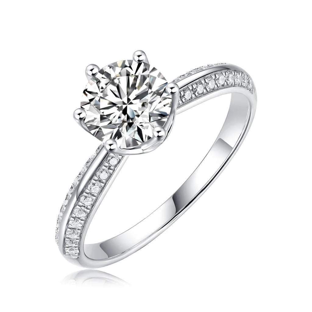 1pc 1ct 2ct 3ct Moissanite Ring 925 Sterling Silver 18K Gold Plated Elegant Gift Jewelry for Women Comes with GRA Certificate