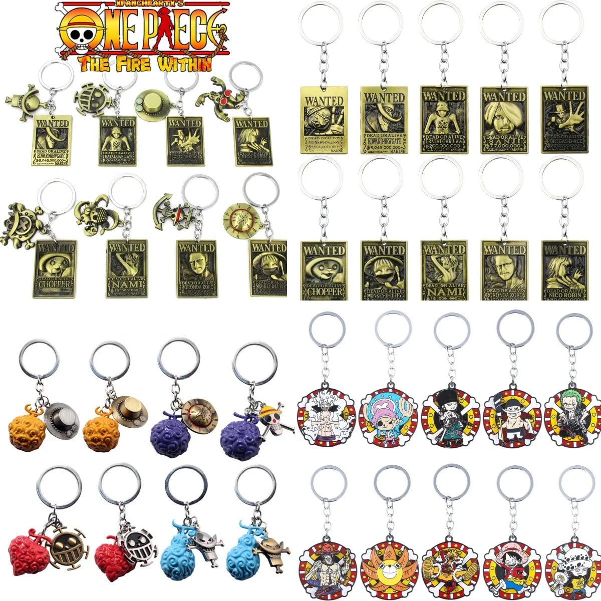 One Piece Luffy Straw Hat Keychain Rotatable Zoro Skull Metal Pendant Role-Playing Decorative Accessories Fan Jewelry Gift