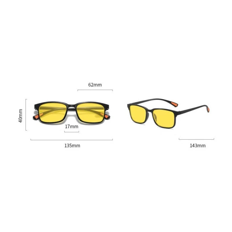 Fashion Square Frame Night Vision Glasses Men and Women Ultra-light Anti-blue Light Glasses Anti-far Light Computer Goggles