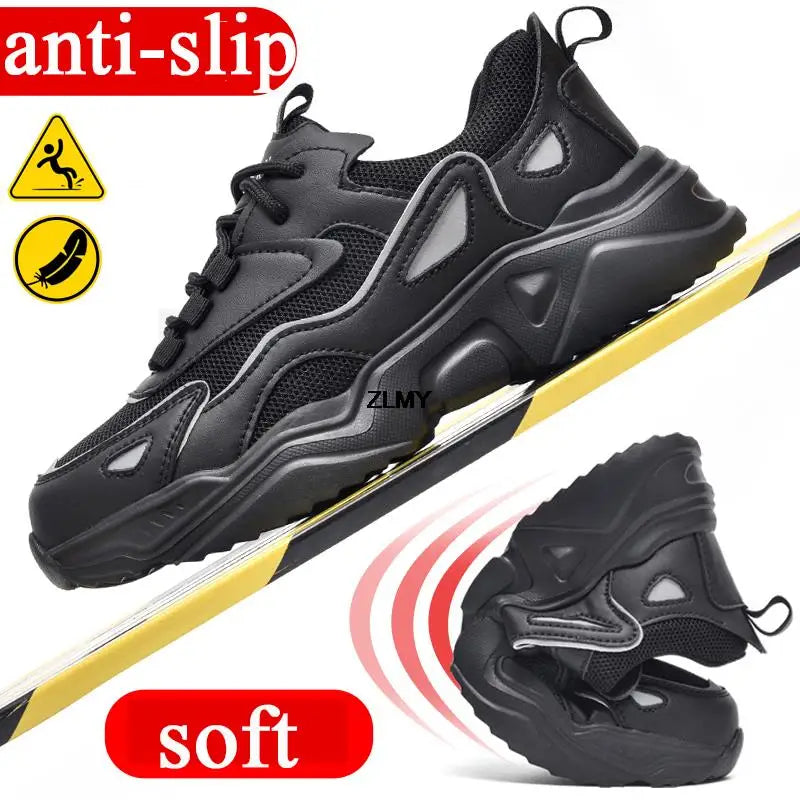 Big Size Women Safety Shoes Platform Steel Toe Sneaker Men Woman Work Safety Boots Breathable Light Industrial Work Shoes Female