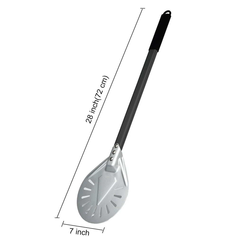 PizzAtHome Long Handle 7/ 8/ 9 Inch Perforated Pizza Turning Peel Pizza Shovel Aluminum Pizza Peel Paddle Small Pizza Tool