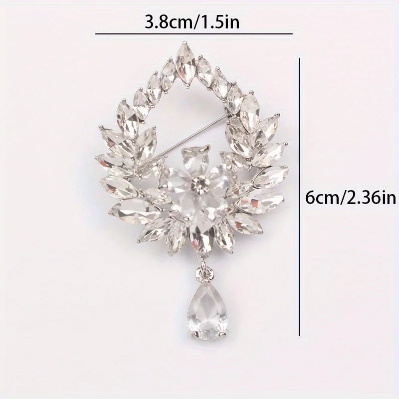 Creative Crown Brooch High-end Alloy Women's Corsage Women's Colorful Rhinestone and Water Drop Jewelry