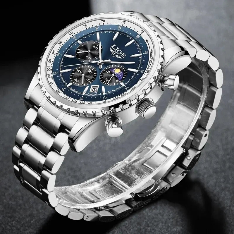 LIGE 2024 Top Brand Luxury New Men Watch Quartz Man Watches Waterproof Luminous Watch for Men Date Chronograph Sport Wristwatch