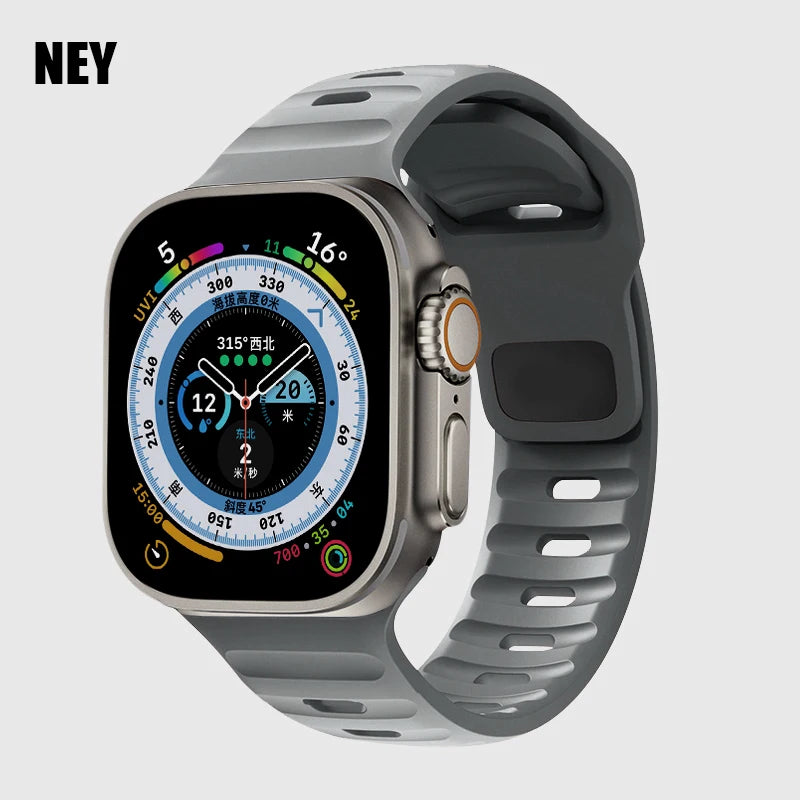 Sport Strap For Apple Watch Ultra band 49mm 45mm 46mm 44mm 42mm 41mm Silicone Air hole Bracelet iWatch Serie 11 10 9 8 7 6 SE