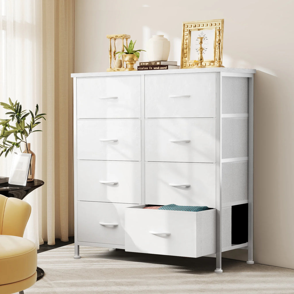 JHK Dresser Children's Wardrobe For Bedroom With 8 Fabric Drawers Storage Cabinet Steel Frame Assembly Closet For Home Furniture
