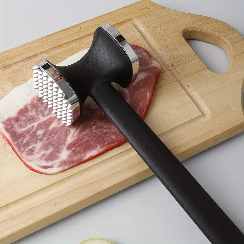 Heavy Duty Stainless Steel Meat Tenderizer Hammer with Rubber Grip Kitchen Pounding And Tenderizing Tool