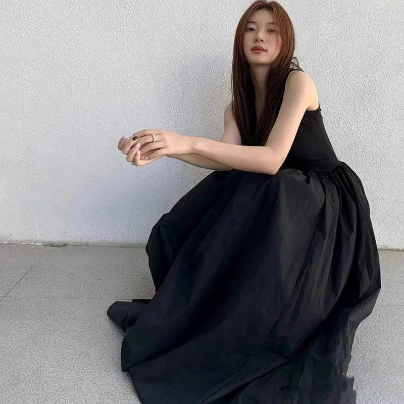 Black Strapless Long Dress Women Fashion Slim Sleeveless O-Neck High Waist Dresses Female 2026 Spring Summer new  Party Vestidos