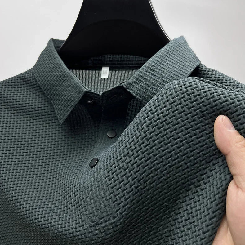 Business Casual Sweat-absorbing Top Brand Clothes Summer New Men's Short Sleeve T-shirt Ice Silk Cool and Breathable POLO Shirt