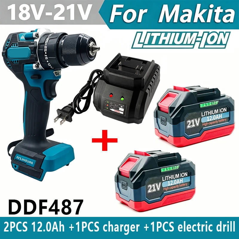 21V 6/9/12AH For Makita 18V Battery Power Tools Li-ion Replacement LXT BL1850 BL1860 DDF487 for 18V Screwdriver with BMS -
