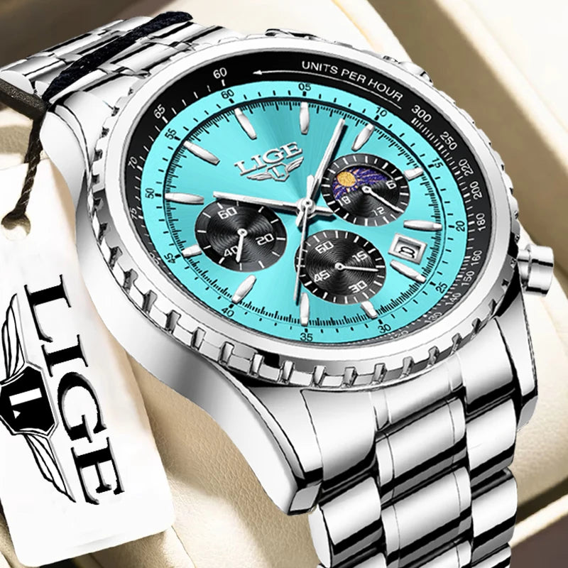 LIGE Fashion Top Brand Luxury Men Watch Casual Business Watch Men Sports Waterproof Quartz chronograph Wrist Watches For Men