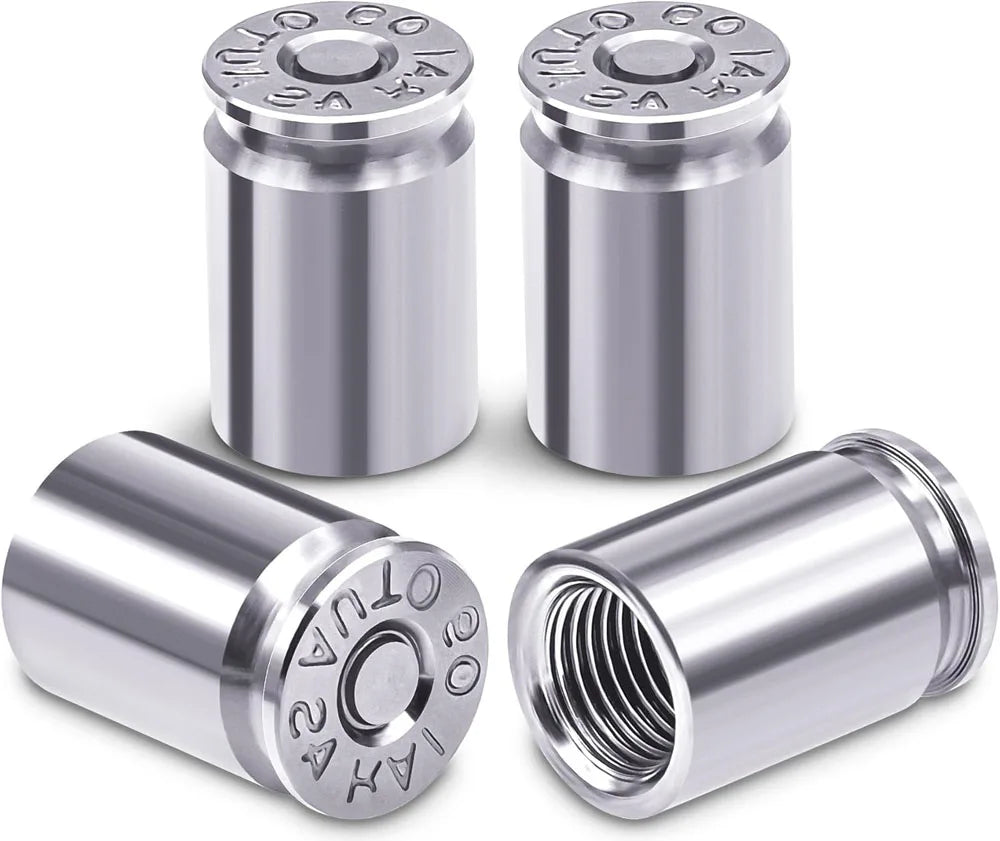 4PCS Bullet Shell Tire Valve Stem Caps, Aluminum Alloy Car Air Stem Cap for Cars, SUV, Trucks, Bikes, Motorcycles, Bicycles