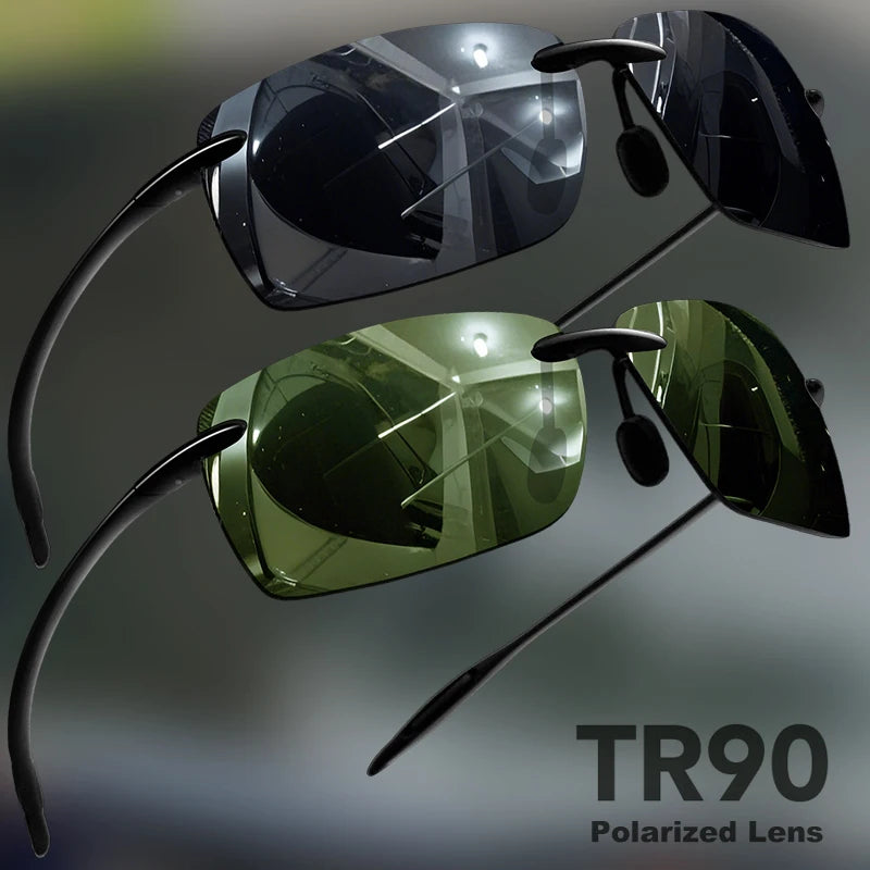1PCS/2PCS TR90 Ultralight Polarized Sunglasses Men Brand Rimless Frame Driving Mirror Shades Sports Fishing Baseball Eyewear