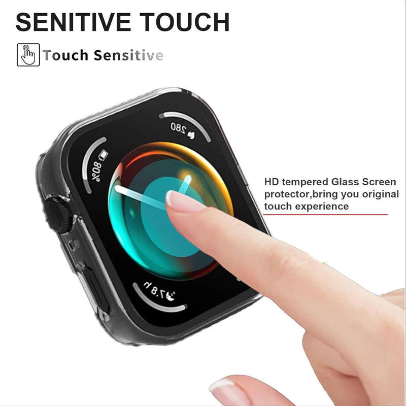 Glass+Case For Huawei Watch Fit 3 All-Around Screen Protector Hard PC Bumper Tempered Glass Watch Case For Huawei Watch Fit 3