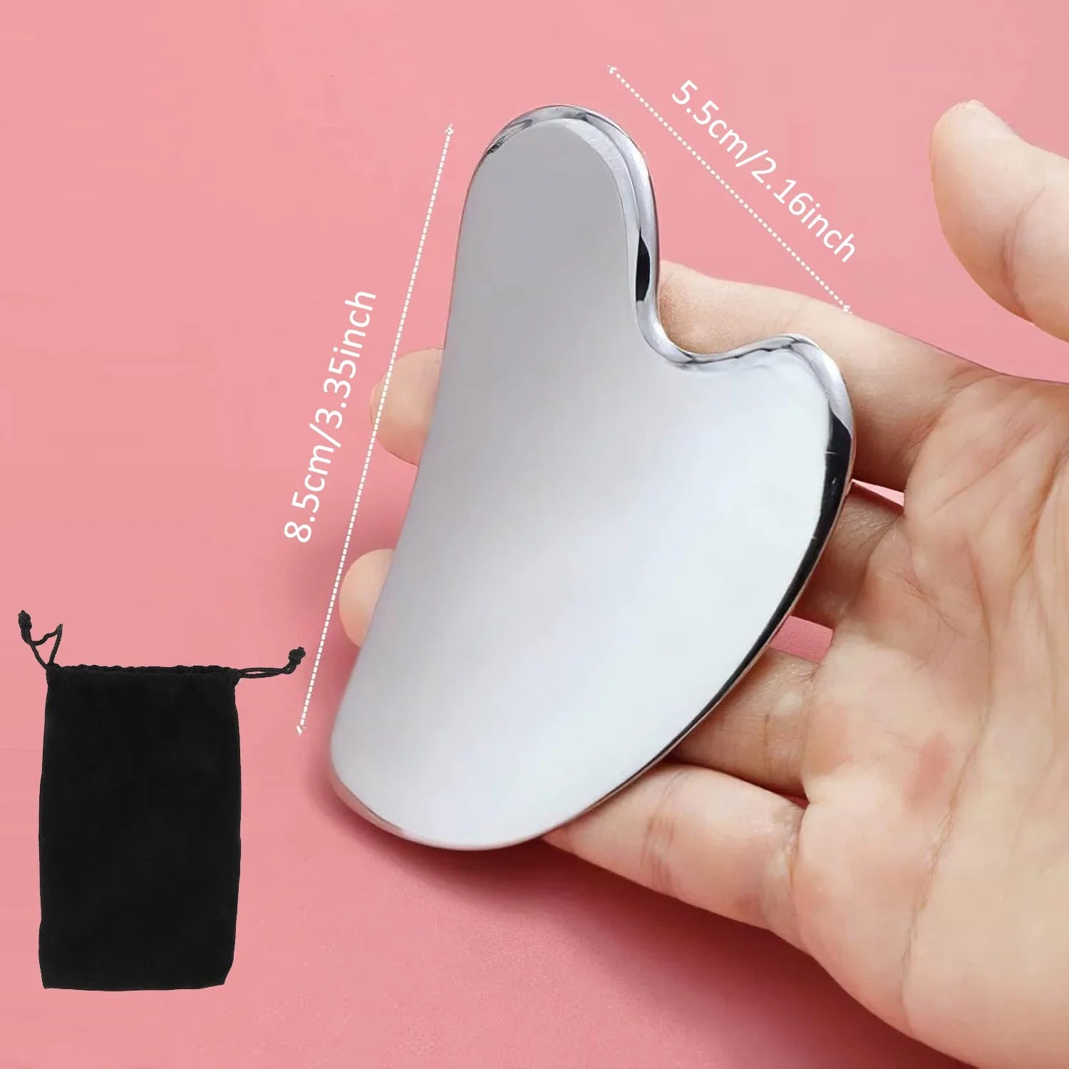 1pc Gua Sha Board Beauty Skin Care Facial Tool Stainless Steel GuaSha Massage Tool Natural Universal Facial Silver Metal