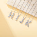 A-Z Initial Letter Necklace for Women Stainless Steel Gold Color Cubic Zirconia Alphabet Pendant Clavicle Chain Jewelry Gift