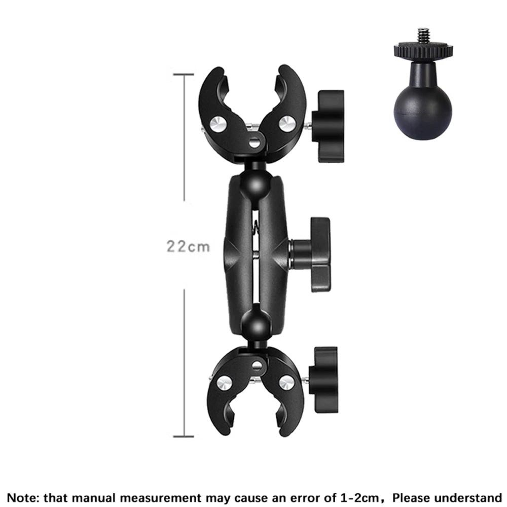 HONGDAK for Insta360 One X2 X3 Motorcycle Bicycle Double Clip Bracket for GoPro 11 10 9 Bike Selfie Stick Camera Accessory