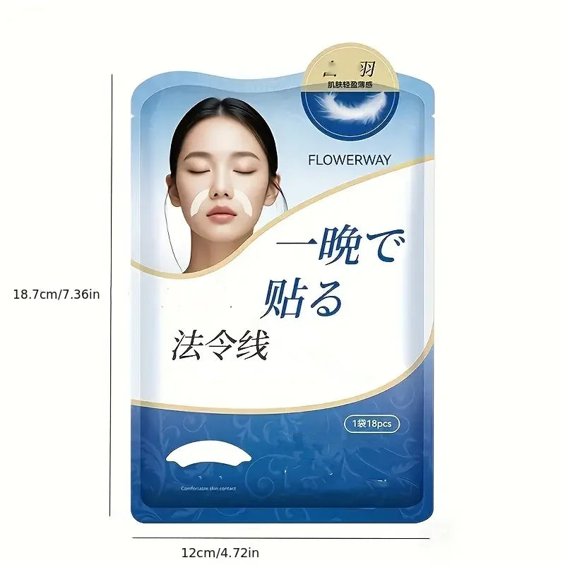Facial Wrinkle Patches - 18 Patches Face Masks for Overnight to Reduce Facial Wrinkles, Smile Lines, Fine Lines & Chin Wrinkles