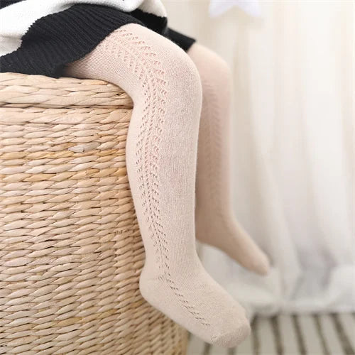 0-8Years Summer Baby Tights For Girls Fashion Knitted Ribbed Children's Pantyhose Solid Mesh Toddler Cotton Leggings For Girls