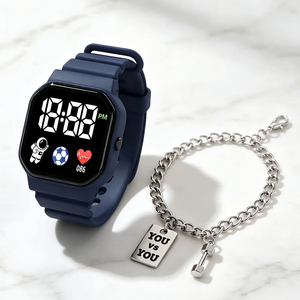 NEW Kids Watches with Bracelet Sport LED Digital Watches Silicone Strap Sport Electronic Wristwatch for Children Boys Girls Gift