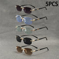 5PCS Rimless Sunglasses Rectangle Fashion Popular Women Men Shades Small Square Sun Glasses  For Female male Summer Traveling