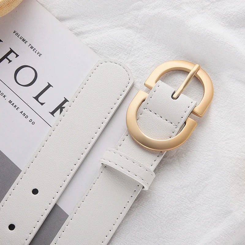 1pc New Women's Belt Fashion Trend Alloy Needle Buckle Shape Simple Pu Leather Decorative Waistband Students Daily Casual Wear