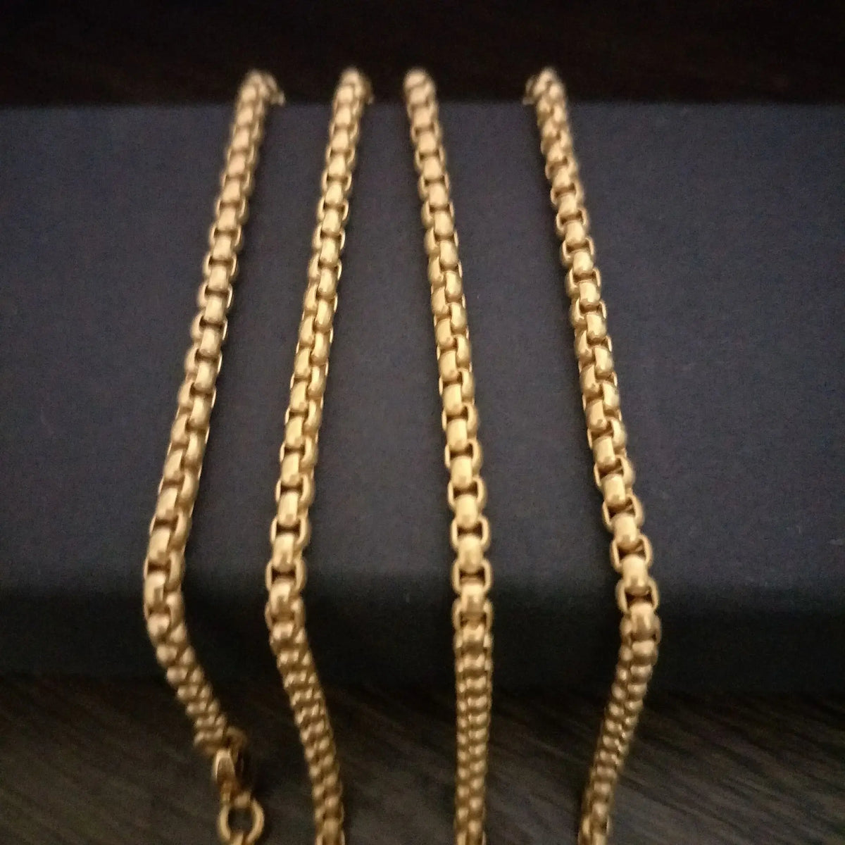 I-souled Gold Color 50 60 70 80cm Solid Titanium Rolo Box Chain Necklaces for Men Fashion Jewlery