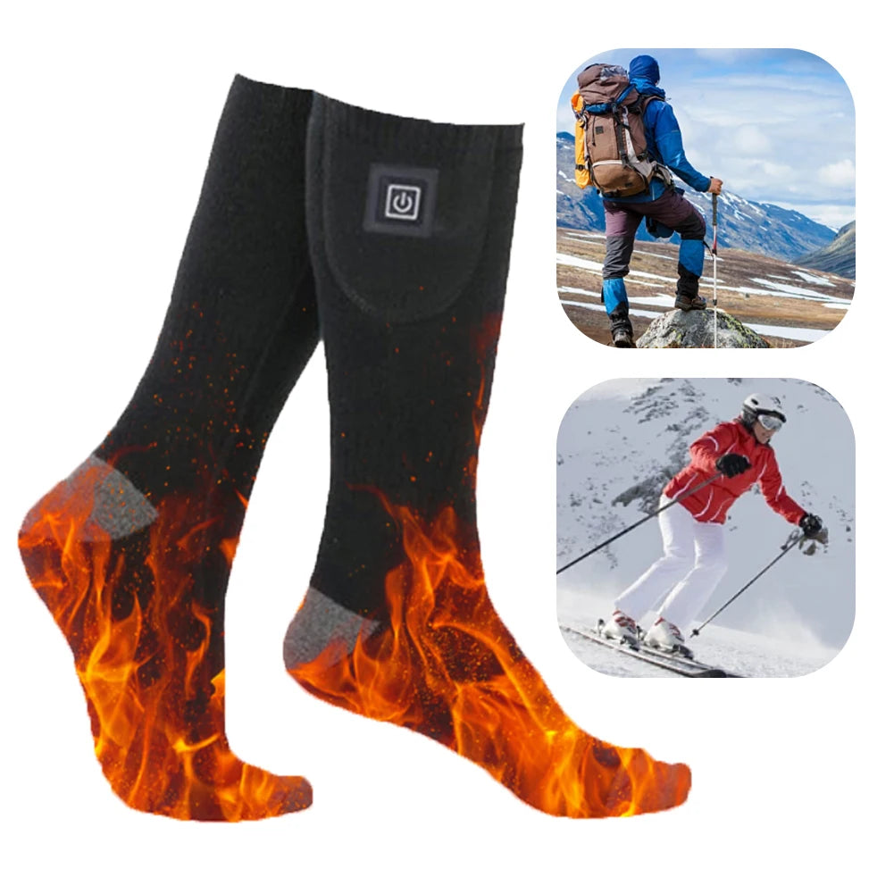 Electric Heated Socks 3 Level Temperature Electric Heating Socks Cold-Proof Warm Winter Socks Washable for Outdoor Skiing Hiking