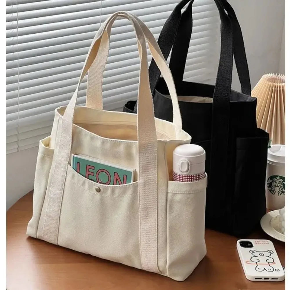 Large Capacity Canvas Tote Bags for Work Commuting Shopping Women Carrying Bag College Style Student Outfit Book Shoulder Bags