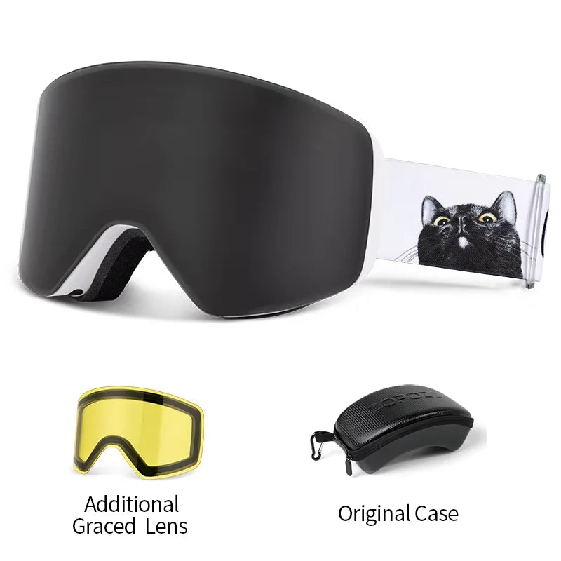 COPOZZ Winter Professional Men Women Ski Goggles Set Magnetic Quick-Change Double Layers Anti-Fog Snowboard Goggles Adults