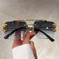 1pcs Retro Frameless MEN'S AND WOMEN'S Sunglasses, Fashionable, Nickel Double-layer, UV400